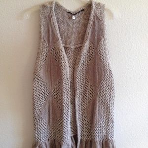 Knit long vest cardigan